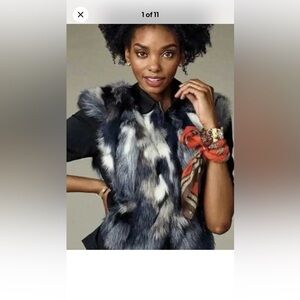 CAbi Faux Fur FROSTY Vest XL EUC #3380